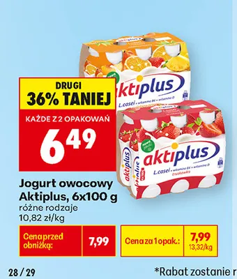 Jogurt owocowy Aktiplus 6-pak promocja w Biedronka