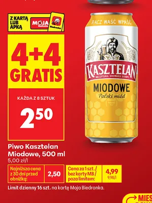 Piwo Kasztelan Miodowe promocja w Biedronka