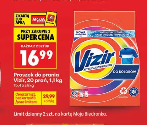 Proszek do prania Vizir 20 prań promocja w Biedronka