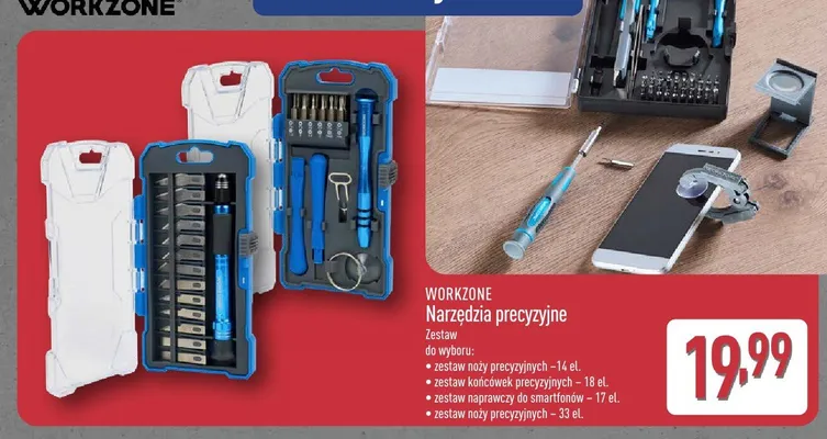 Zestaw końcówek precyzyjnych WORKZONE 18-elementowy promocja w Aldi