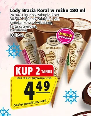 Lody w rożku tarta cytrynowa Bracia Koral promocja w Prim Market