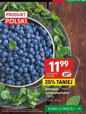Borówki amerykańskie polskie promocja w Delikatesy Centrum