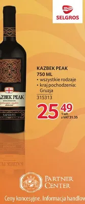Wino KAZBEK PEAK 750 ML promocja w Selgros