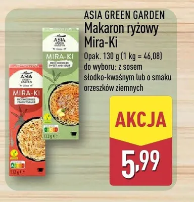 Makaron ryżowy Mira-Ki o smaku orzeszków ziemnych ASIA GREEN GARDEN 130g promocja w Aldi