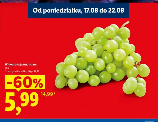 Winogrona jasne luzem promocja w Lidl