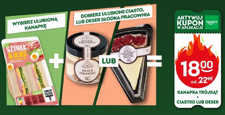 Zestaw kanapka trójkąt + ciasto lub deser Słodka Pracownia promocja w Żabka