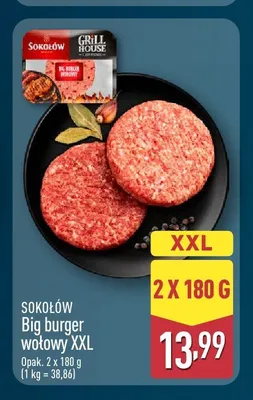 Big burger wołowy XXL Sokołów promocja w Aldi