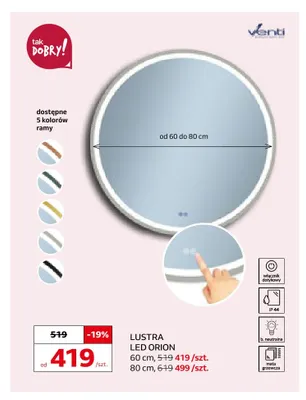 Lustro LED Orion 60 cm Venti promocja w Komfort