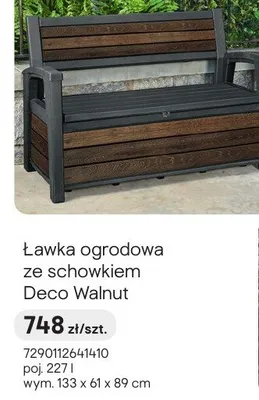 Ławka ogrodowa ze schowkiem Deco Walnut promocja w Castorama