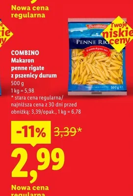 Makaron penne rigate Combino promocja w Lidl