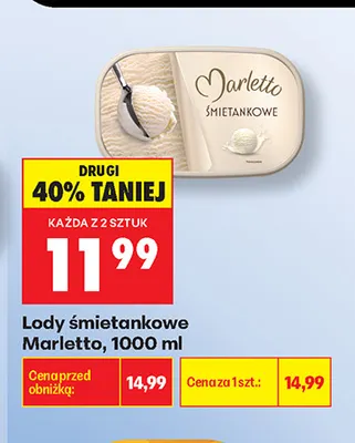 Lody śmietankowe Marletto promocja w Biedronka