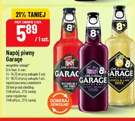Napój piwny Garage Hardcore Lemon & Lime Shock promocja w POLOmarket