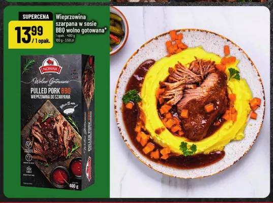 Wieprzowina szarpana w sosie BBQ wolno gotowana Nowak promocja w POLOmarket