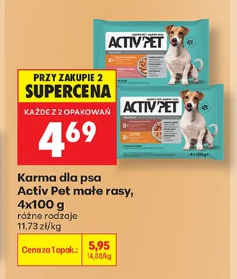 Karma dla psa Activ Pet małe rasy 4-pak 100 g promocja w Biedronka