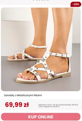 Sandały z metalicznymi nitami Renee promocja w Renee
