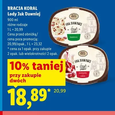 Lody Jak Dawniej Bracia Koral śmietanka z wiśnią promocja w Lidl