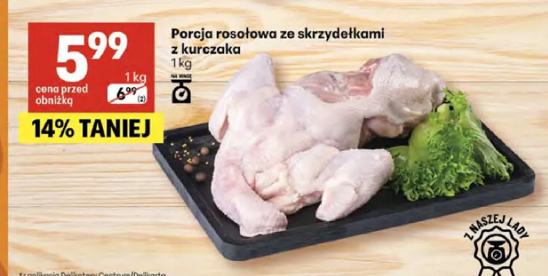 Porcja rosołowa ze skrzydełkami z kurczaka promocja w Delikatesy Centrum