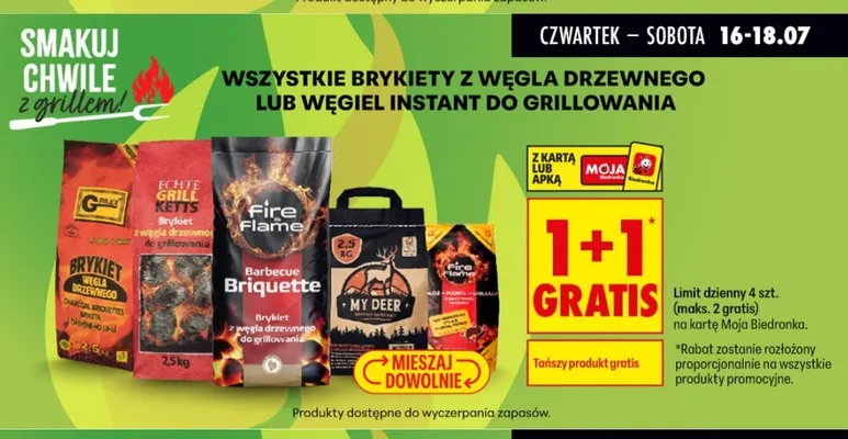Brykiet z węgla drzewnego do grillowania Echte Grill Ketts promocja w Biedronka
