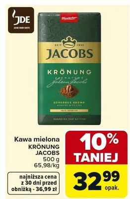 Kawa mielona KRÓNUNG JACOBS 500 g promocja w Carrefour Market