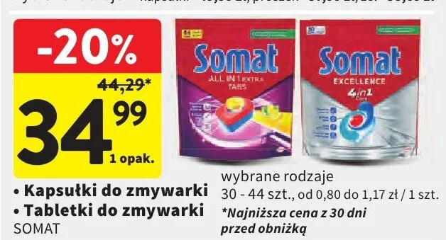 Kapsułki do zmywarki Somat promocja w Intermarche