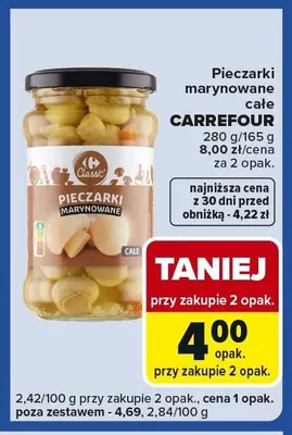 Pieczarki marynowane sale promocja w Carrefour Express