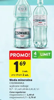 Woda mineralna niegazowana Cisowianka promocja w Intermarche