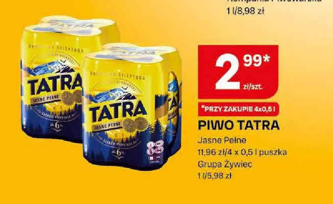 Piwo Tatra 4-pak 500 ml promocja w Chorten