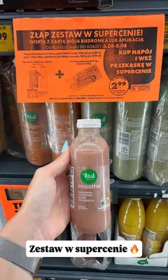 Smoothie truskawka winogrono banan pomarańcza Vital Fresh promocja w Biedronka