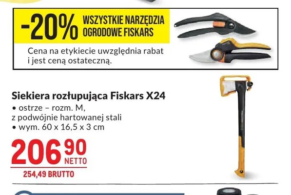 Siekiera rozłupująca Fiskars X24 ostrze rozm. M 60x16,5x3cm promocja w Makro