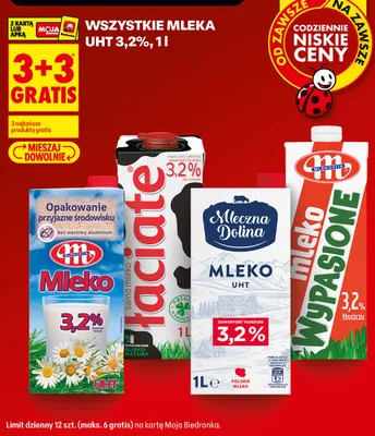 Mleko UHT 3,2% Łaciate promocja w Biedronka