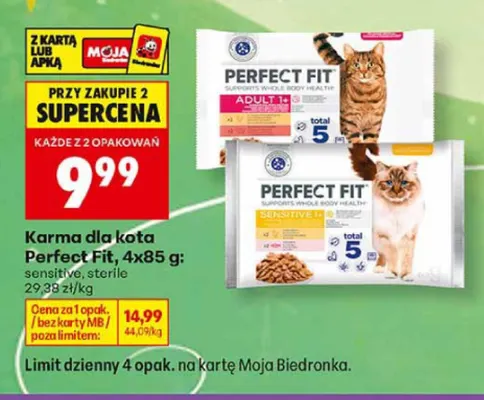 Karma dla kota Perfect Fit Sensitive 4-pak promocja w Biedronka