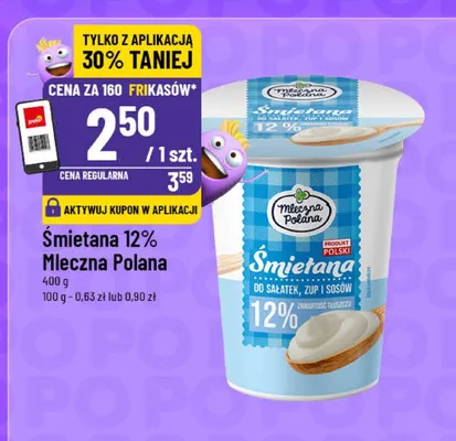 Śmietana 12% Mleczna Polana promocja w POLOmarket