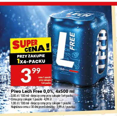 Piwo bezalkoholowe Lech 4-pak promocja w Twój Market