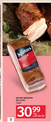 Boczek wędzony Krakus ok. 0,4 kg promocja w Selgros
