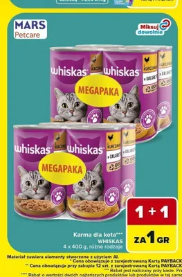 Karma dla kota Whiskas Megapaka z kaczką 4-pak promocja w Carrefour Market