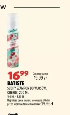 Suchy szampon do włosów Cherry Batiste promocja w Drogerie Natura