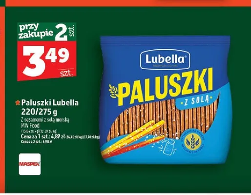 Paluszki z solą Lubella promocja w TOPAZ