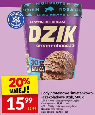 Lody proteinowe śmietankowo-czekoladowe Dzik promocja w Twój Market