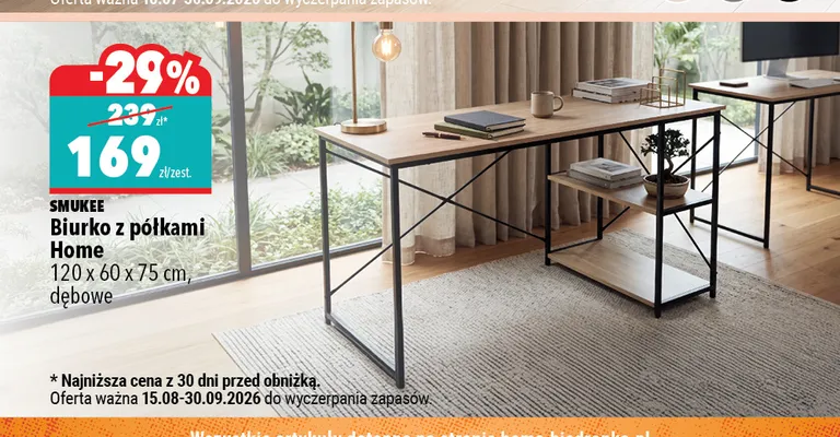 Biurko z półkami Smukee Home promocja w Biedronka Home