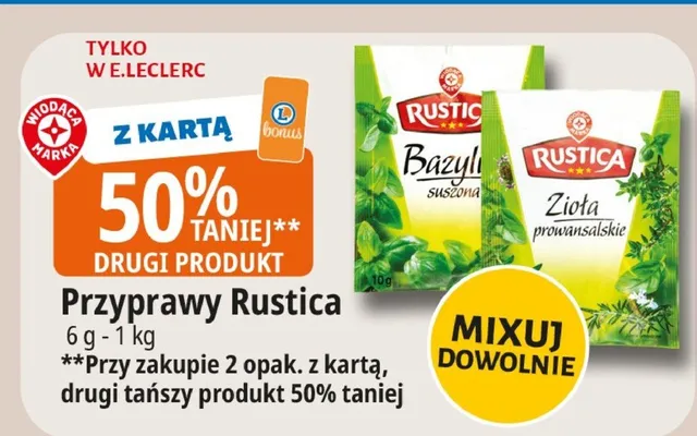 Przyprawy Rustica bazylia suszona promocja w Leclerc