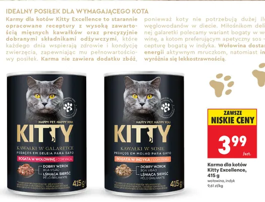 Karma dla kotów Kitty Excellence kawałki w galaretce bogata w wołowinę promocja w Biedronka