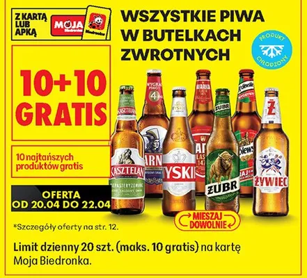 Piwo w butelkach zwrotnych różne rodzaje promocja w Biedronka