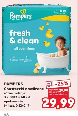 Chusteczki nawilżane Pampers 3-pak 60 szt. promocja w Kaufland
