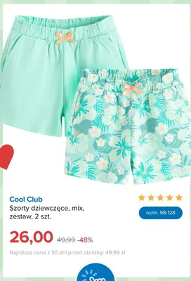 Szorty dziewczęce Cool Club 2-pak promocja w Smyk