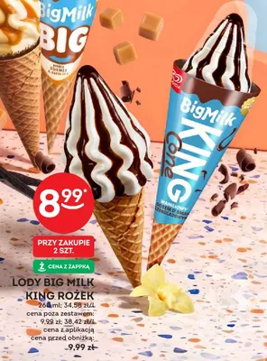 Lody Big Milk King rożek promocja w Żabka