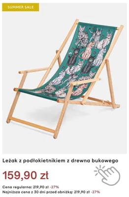 Leżak z podłokietnikiem z drewna bukowego promocja w Medicine