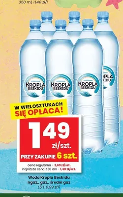 Woda Kropla Beskidu średni gaz promocja w emma MARKET