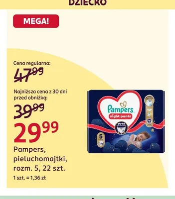 Pieluchomajtki Pampers Night Pants rozm. 5 promocja w Rossmann