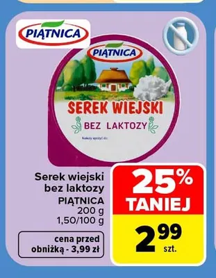 Serek wiejski bez laktozy Piątnica promocja w Carrefour Market