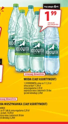 Woda niegazowana Rodowita promocja w Arhelan